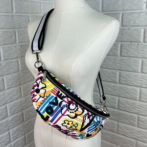 Brighton Multicolor Floral Stripe Crossbody Belt Bag